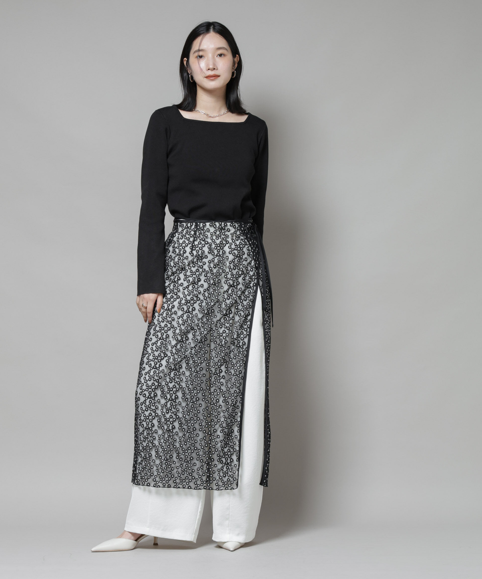 nano･universe「スクエア&ボートネック前後2wayニットプルオーバー」|ニット・セーター|