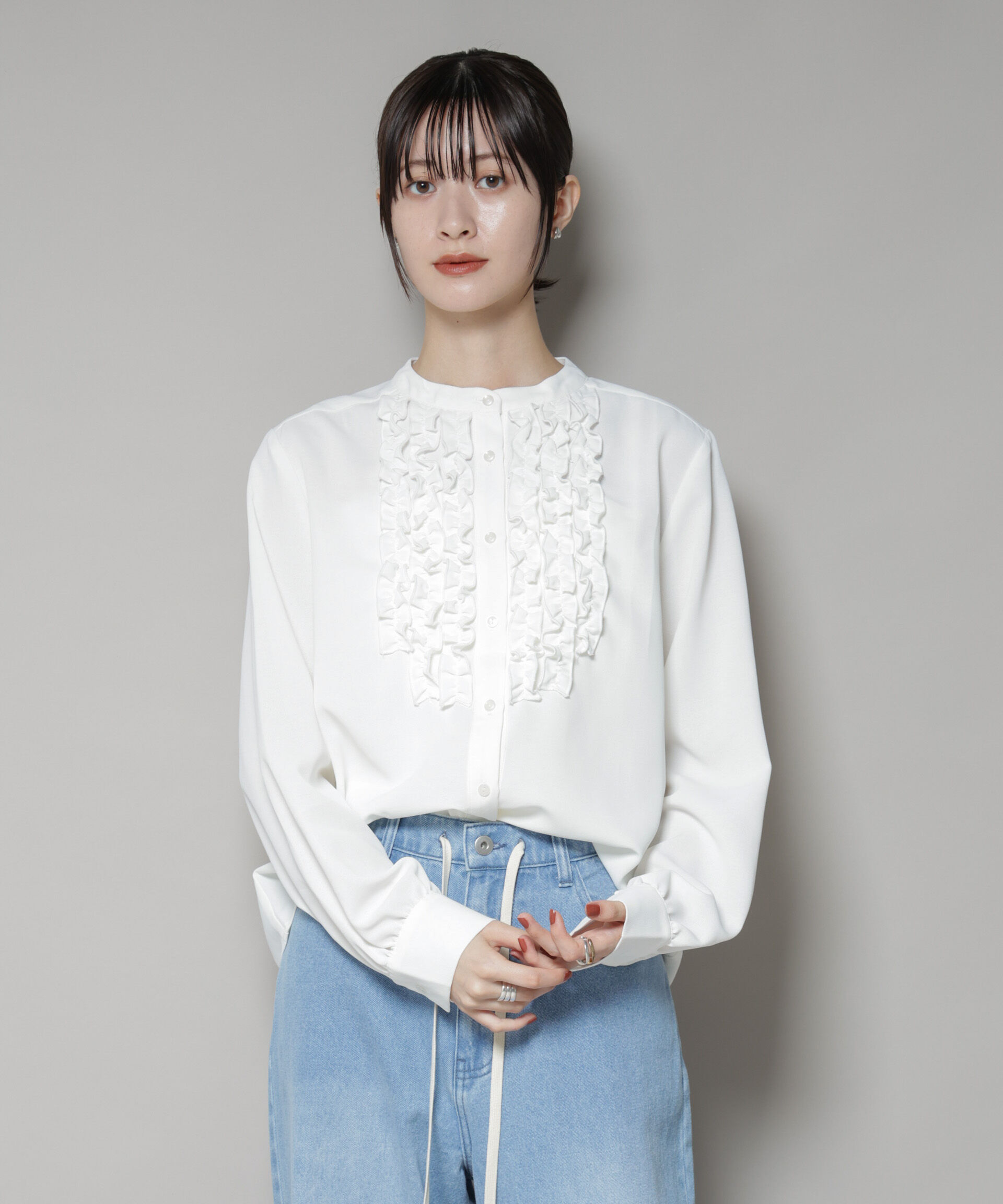 nano･universe「フロントフリルブラウス」|シャツ・ブラウス|