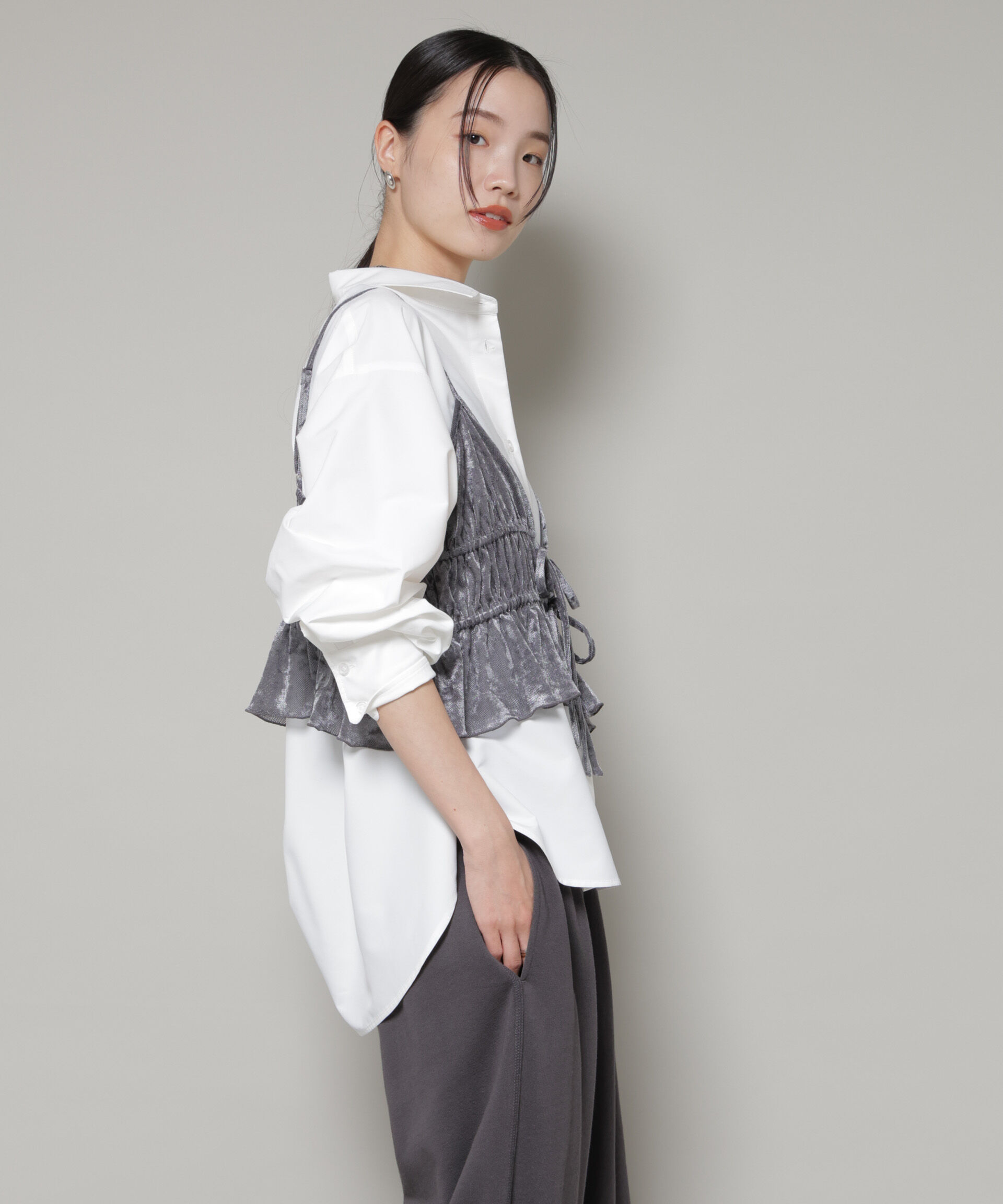 nano･universe「フロントリボンキャミソールビスチェ」|Tシャツ・カットソー|