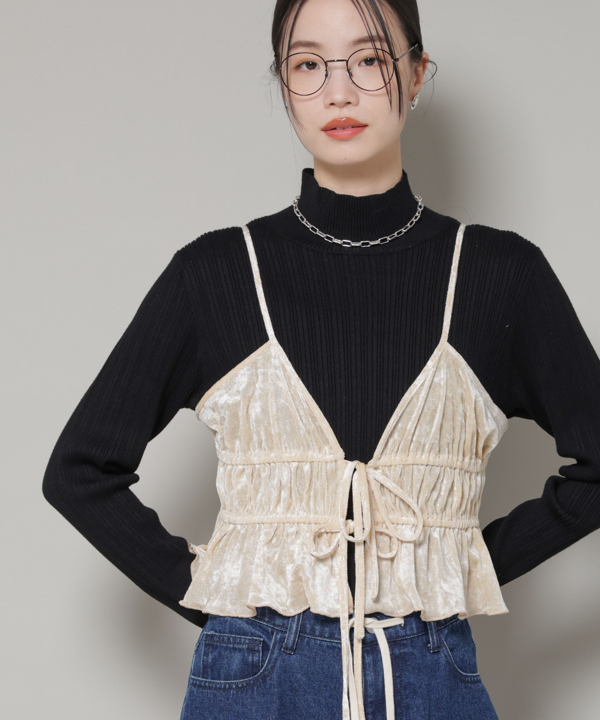 nano･universe「フロントリボンキャミソールビスチェ」|Tシャツ・カットソー|