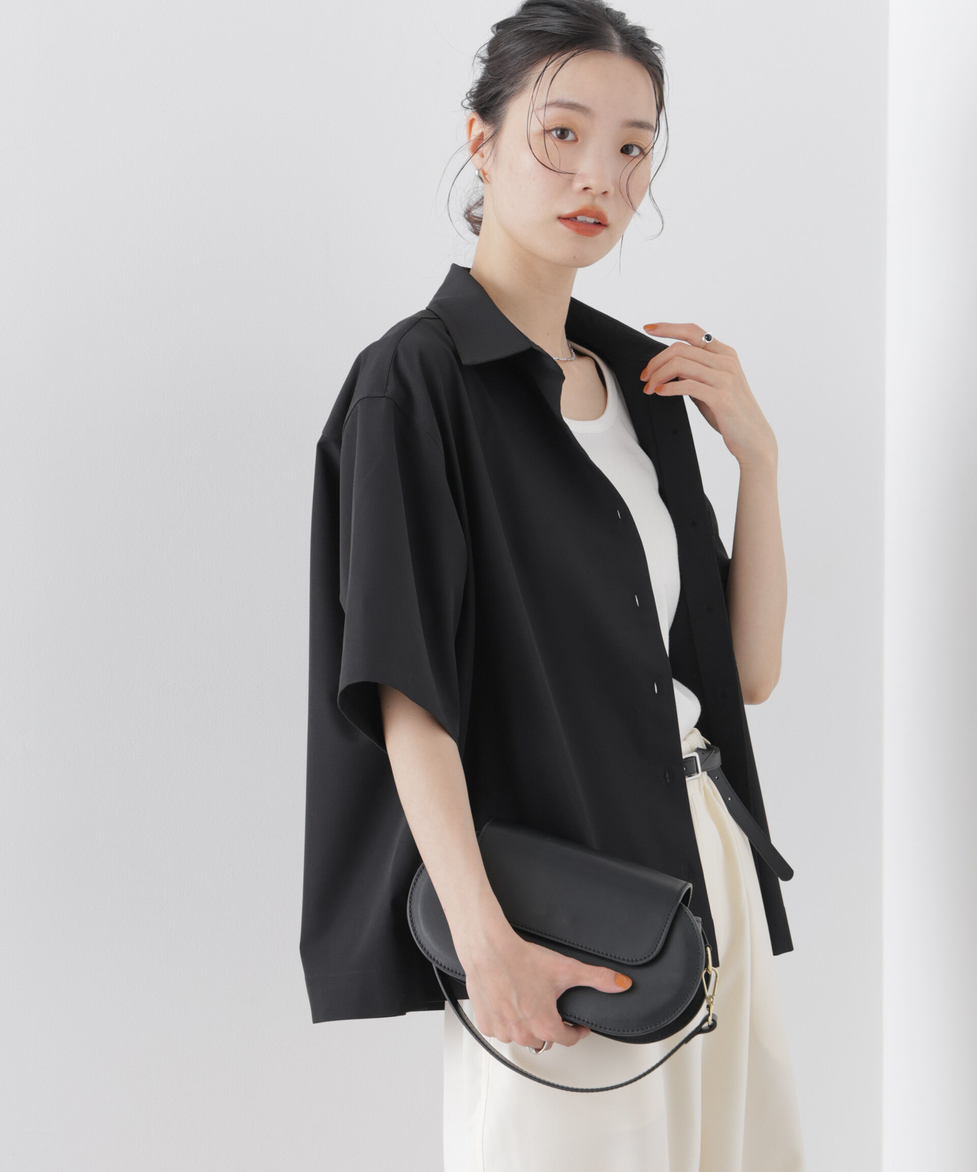 nano･universe「多機能2wayストレッチ ハーフスリーブシャツ(セットアップ可)」|シャツ・ブラウス|