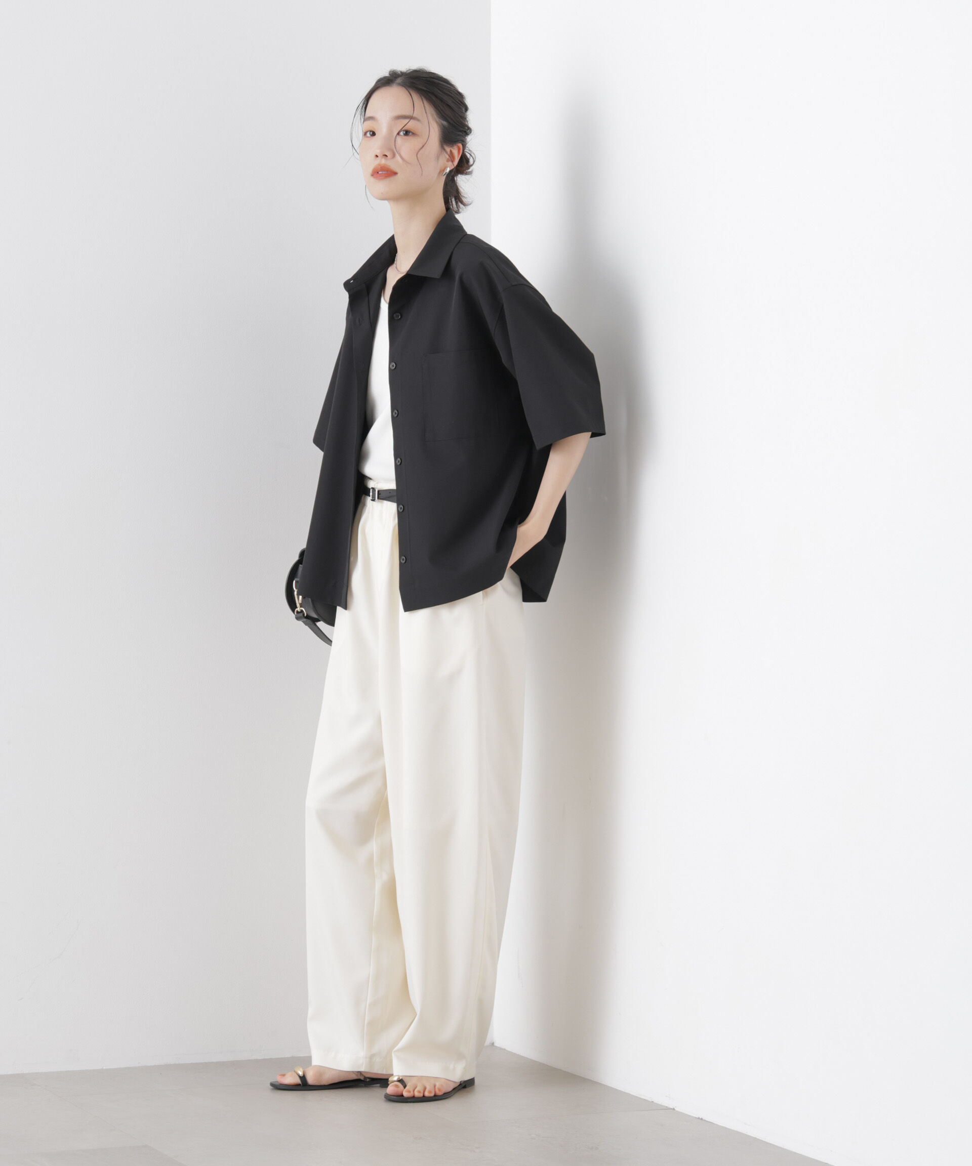 nano･universe「多機能2wayストレッチ ハーフスリーブシャツ(セットアップ可)」|シャツ・ブラウス|