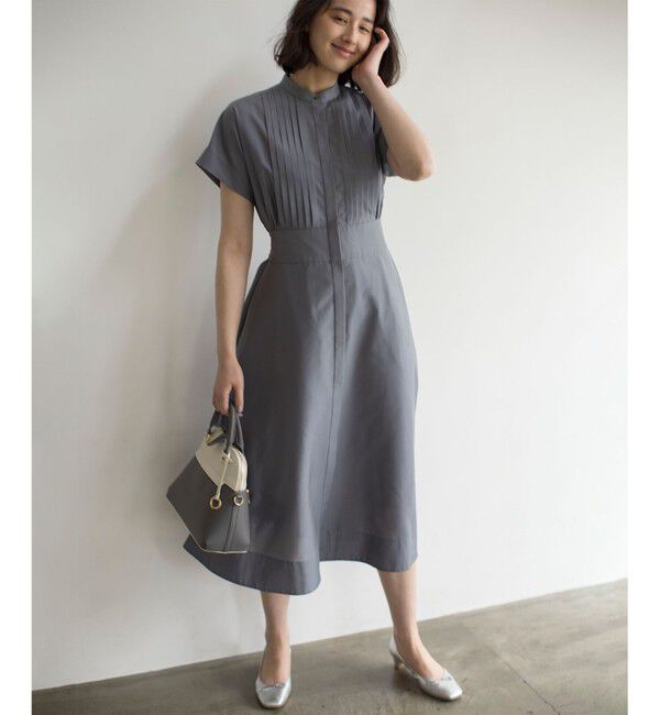 組曲「【洗える・ドライタッチ】シアーボイルフロントタック ワンピース」|ワンピース|グレー系