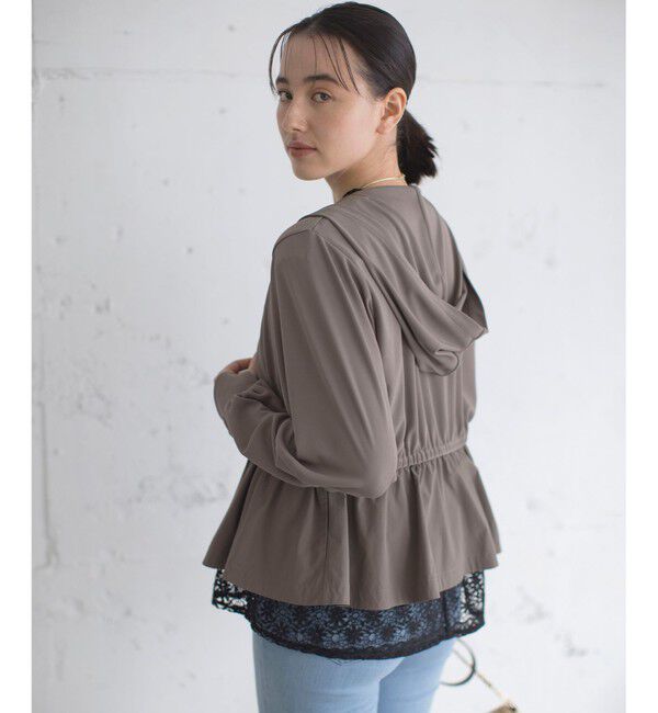 組曲「【WEB限定】ラッシュガード ペプラムパーカー」|パーカー|モカグレー系