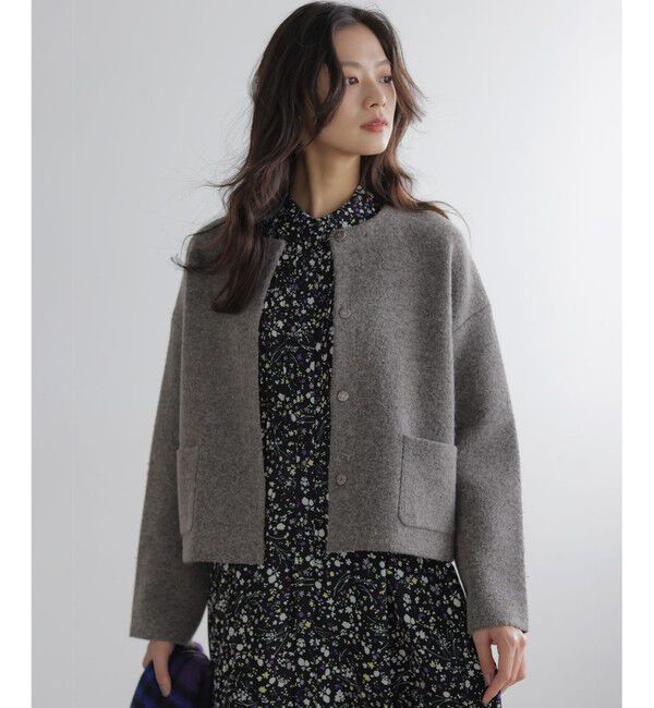 組曲「プレーティングニットアウター ジャケット」|ノーカラージャケット|