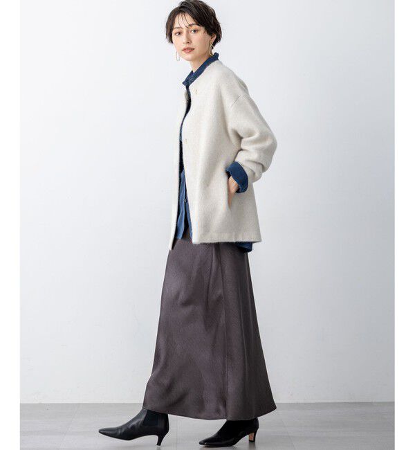 23区「【見上愛さん着用】ラクーンブレンドダブルフェイス ニット アウター」|カーディガン|