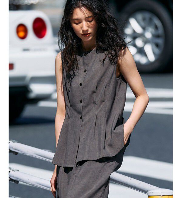 ANY SIS「【WEB・一部店舗限定】スイートクール ジレブラウス」|ベスト・ジレ|モカ