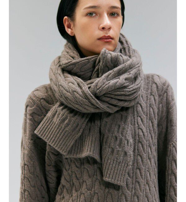 BEIGE,「【洗える】SEDONA / ウールカシミヤケーブルストール」|マフラー|Taupe