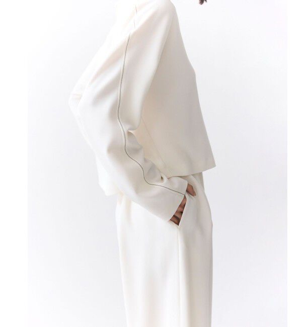 BEIGE,「RUE / ドライタッチVネック配色ステッチブラウス」|シャツ・ブラウス|