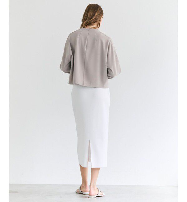 BEIGE,「RUE / ドライタッチVネック配色ステッチブラウス」|シャツ・ブラウス|