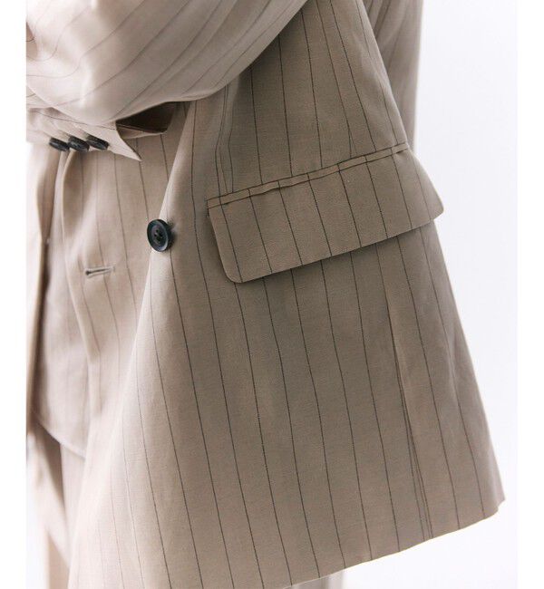 BEIGE,「ERYTH / リネンストライプダブルジャケット」|テーラードジャケット|