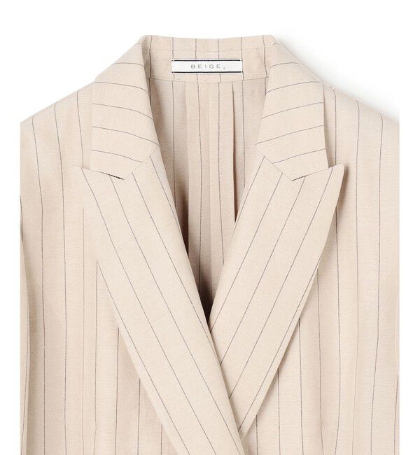 BEIGE,「ERYTH / リネンストライプダブルジャケット」|テーラードジャケット|