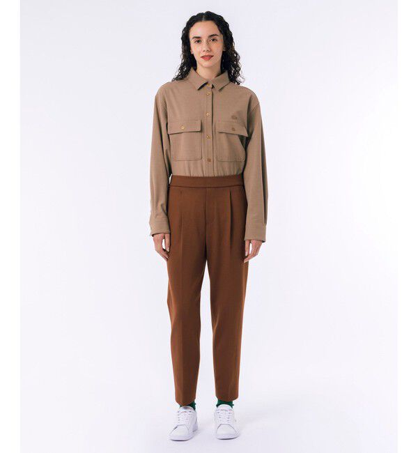 LACOSTE「SOFT THERMOジャージクロップドパンツ」|チノ|ダークブラウン