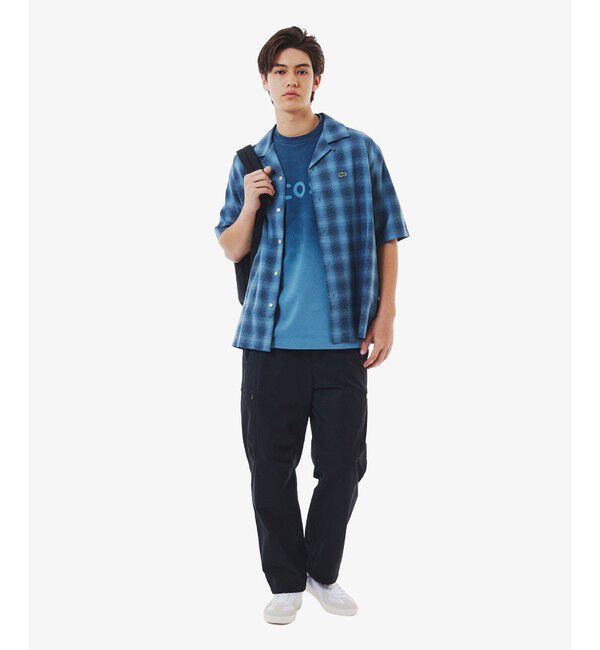 LACOSTE「リネンブレンドオープンカラーオンブレチェックシャツ」|シャツ・ブラウス|