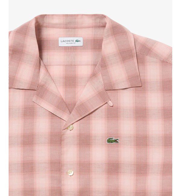 LACOSTE「リネンブレンドオープンカラーオンブレチェックシャツ」|シャツ・ブラウス|