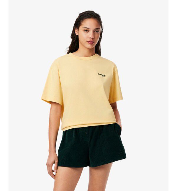 LACOSTE「ネーム＆ワニロゴパッチオーバーサイズ半袖Tシャツ」|Tシャツ・カットソー|