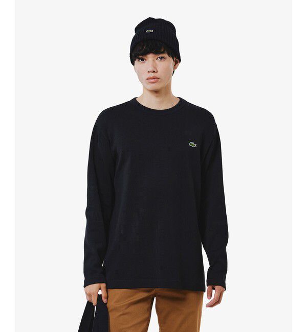 LACOSTE「ヘビーウェイトシングルジャージ長袖Tシャツ」|Tシャツ・カットソー|ブラック