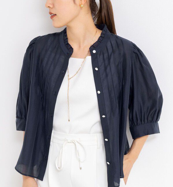 NOLLEY'S「5分袖衿フリルブラウス」|シャツ・ブラウス|