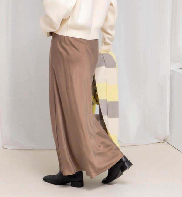 NOLLEY'S「ウォッシャブルフィブリルサテンバイヤススカート」|フレア|