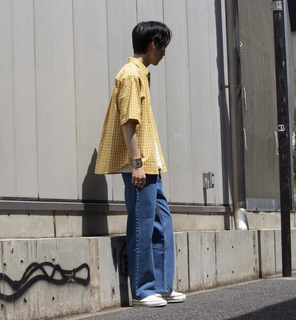 GLOSTER「【GLOSTER/グロスター】チェック半袖シャツ ボタンダウン ワンポイントロゴ刺繍入り」|シャツ・ブラウス|