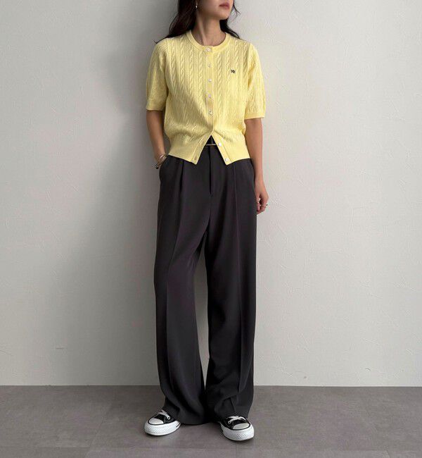 fredy emue「FR刺繍ケーブル柄半袖カーディガン」|カーディガン|