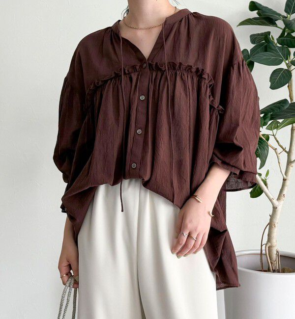 fredy emue「コットンギャザーオーバーブラウス」|シャツ・ブラウス|
