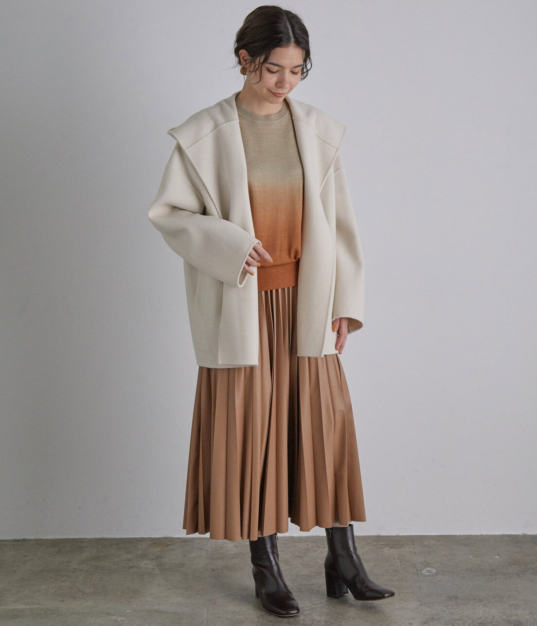 SALON adam et rope'「ウールカシミヤ無双仕立てフード付きミドル丈コート」|その他|