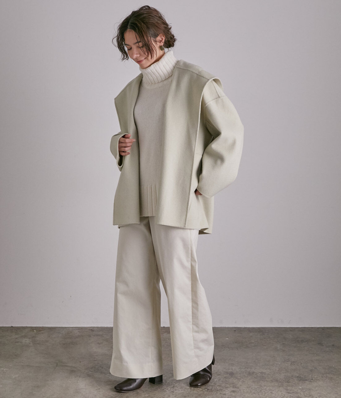 SALON adam et rope'「ウールカシミヤ無双仕立てフード付きミドル丈コート」|その他|