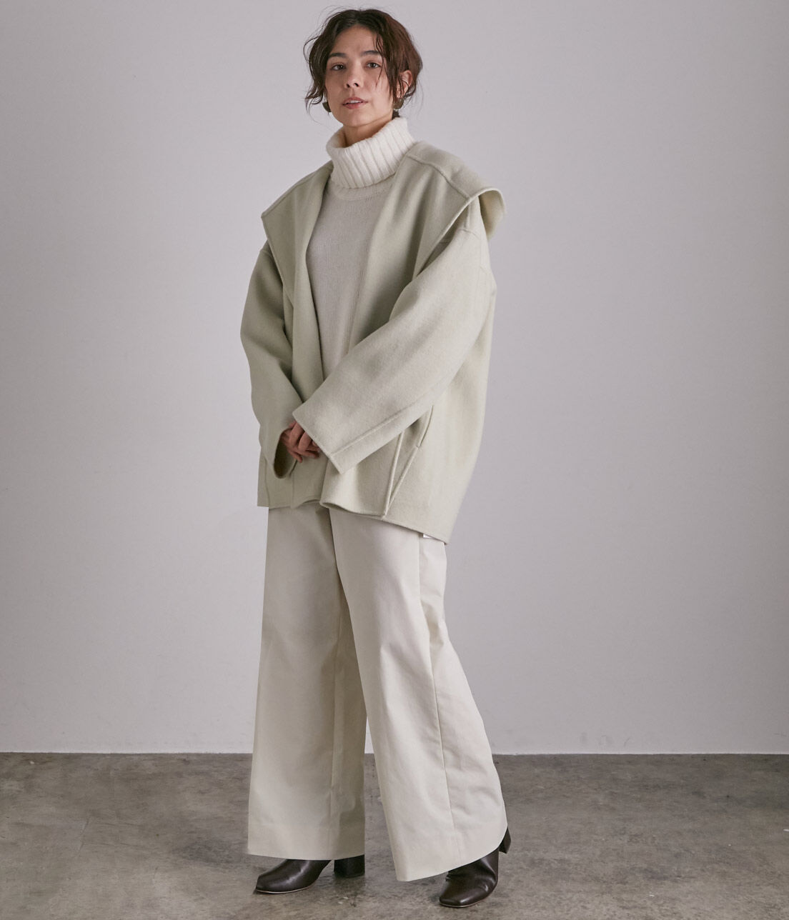 SALON adam et rope'「ウールカシミヤ無双仕立てフード付きミドル丈コート」|その他|