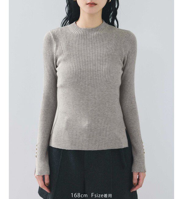VIS「スリーブ釦アクセントリブニット/静電気防止」|ニット・セーター|