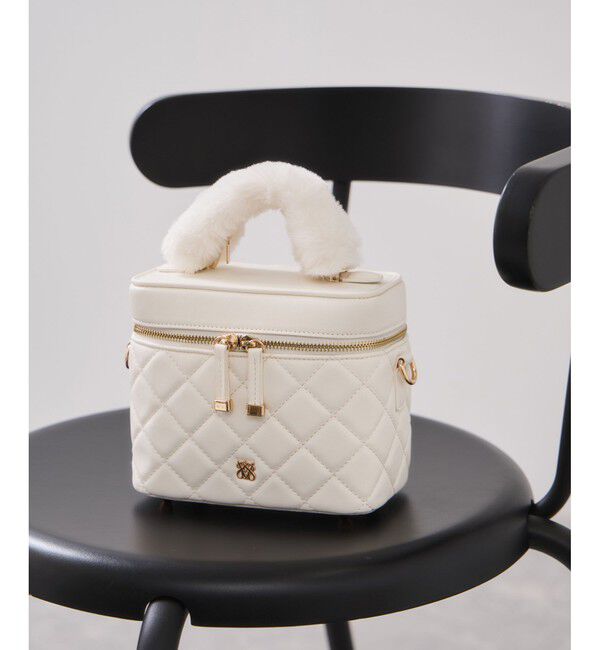 VIS「ファーハンドルキルティング＆ツイードバニティバッグ/2WAY」|ハンドバッグ|