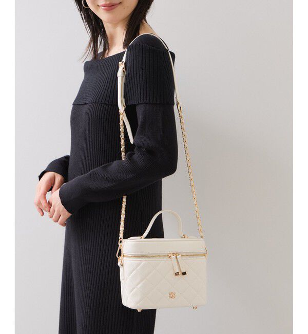 VIS「ファーハンドルキルティング＆ツイードバニティバッグ/2WAY」|ハンドバッグ|オフホワイト(15)