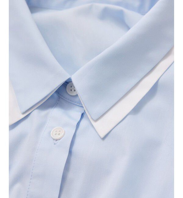 VIS「無地＆ストライプダブルカラーウエスト切り替えシャツ」|シャツ・ブラウス|