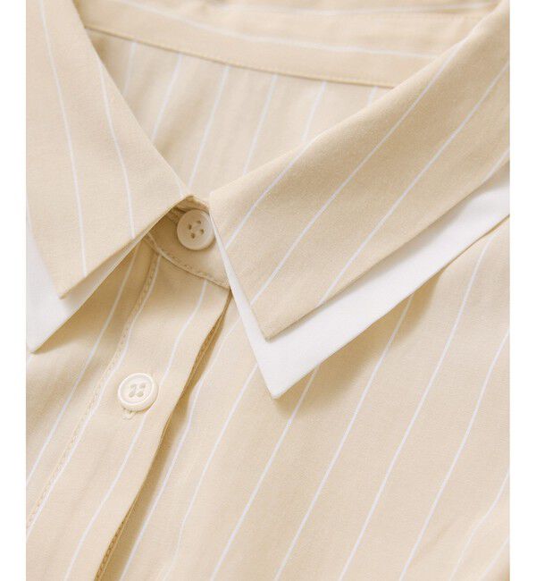 VIS「無地＆ストライプダブルカラーウエスト切り替えシャツ」|シャツ・ブラウス|