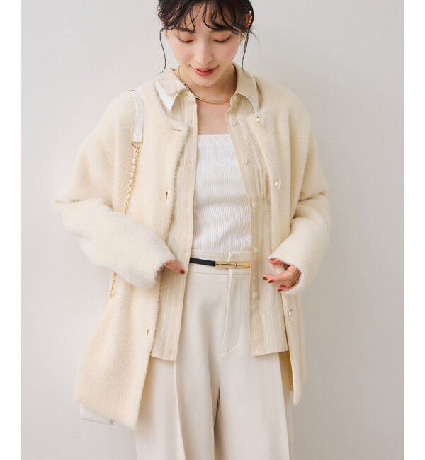 VIS「無地＆ストライプダブルカラーウエスト切り替えシャツ」|シャツ・ブラウス|