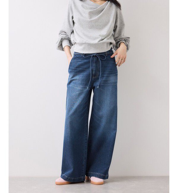 VIS「ベルト付きワイドシルエットデニムパンツ」|デニム|