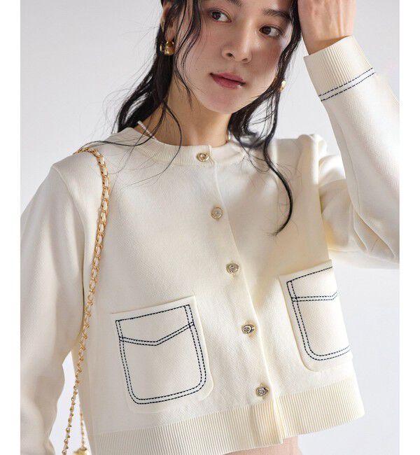 VIS「ステッチワークニットジャケット」|カーディガン|