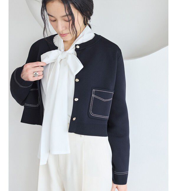 VIS「ステッチワークニットジャケット」|カーディガン|