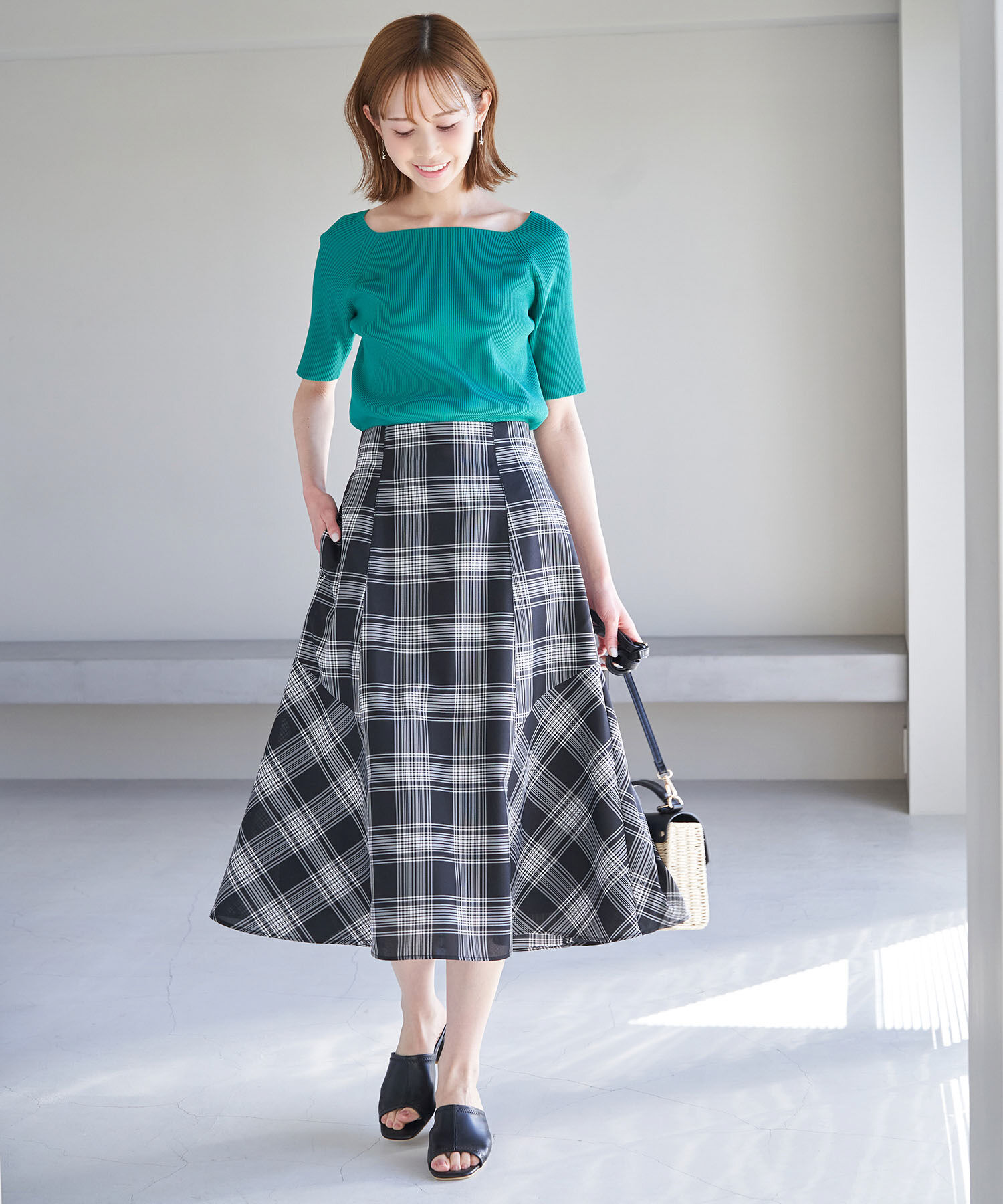 Rope&rsquo;Picnic「チェックボリュームスカート」|スカート|