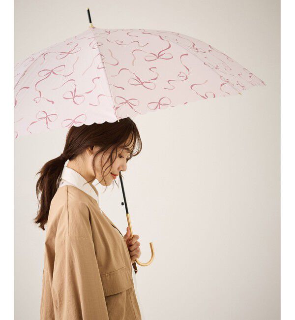 ROPE PICNIC PASSAGE「【Wpc.】【晴雨兼用】ハートリボン長傘」|傘|ピンク(63)