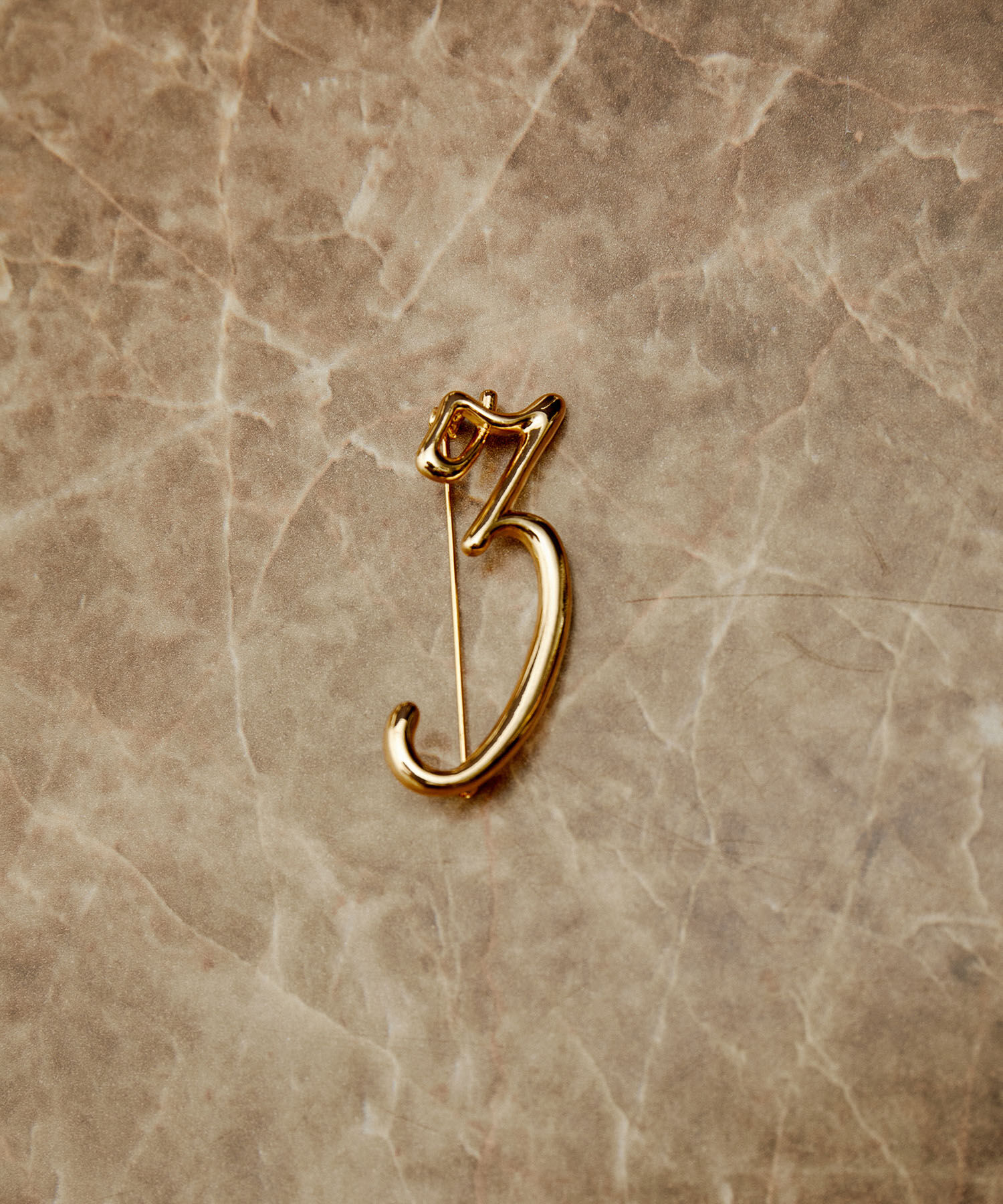 ADAM ET ROPE'「イニシャルブローチ」|ブローチ・コサージュ|キャメル系(26)