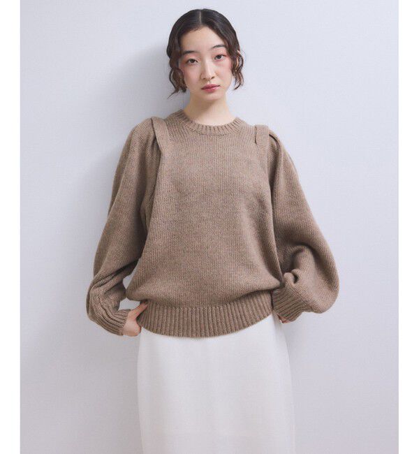 ADAM ET ROPE'「【WEB限定】ショルダータックニットプルオーバー」|ニット・セーター|ブラウン系(22)