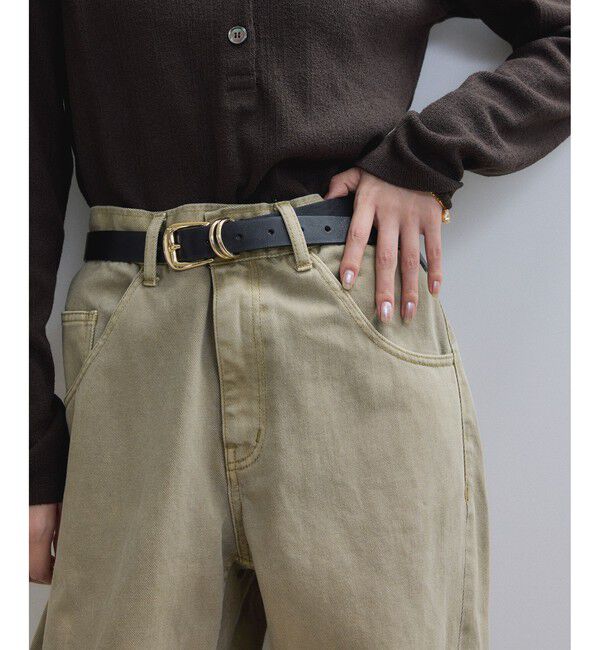 ADAM ET ROPE'「【サステナブル】ダブルリングスムースベルト」|ベルト|ゴールド(90)