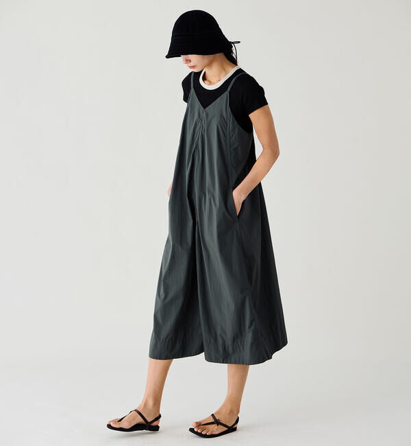 DANTON「DANTON | ナイロンタフタ Aライン キャミソールワンピース WOMEN」|ワンピース|CHARCOAL