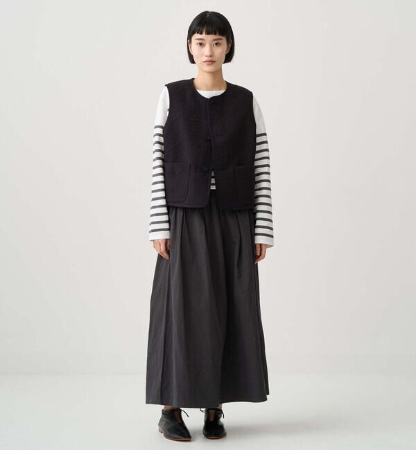 ORCIVAL「ORCIVAL | コットンポリジャカード トリミングベスト WOMEN」|ダウンベスト・ベスト|