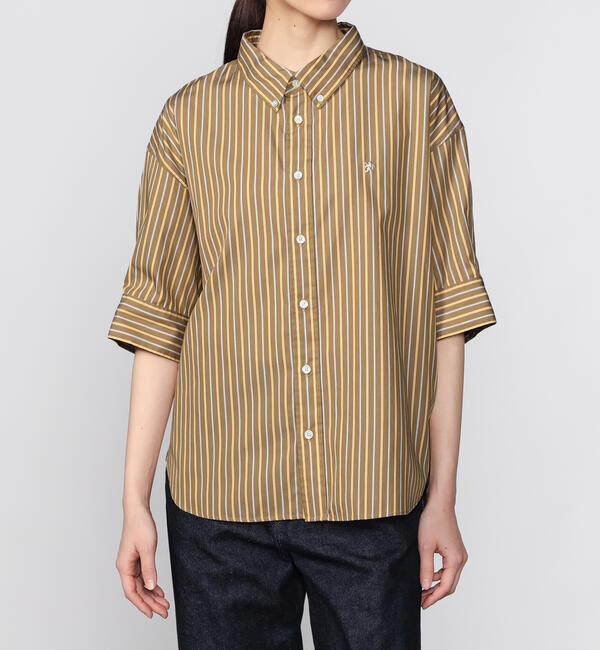 GYMPHLEX「Gymphlex | コットンタイプライター ストライプボタンダウンシャツ WOMEN」|シャツ・ブラウス|