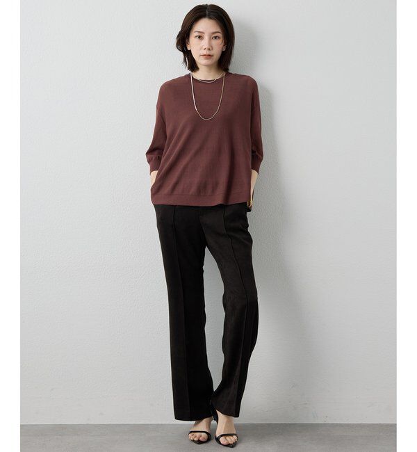 Drawing Numbers「【Drawing Numbers】クルーハーフスリーブ裾ラウンドニット」|ニット・セーター|