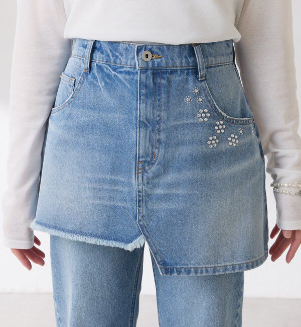  「Q.anos　レイヤードデニムスカート」|スカート|