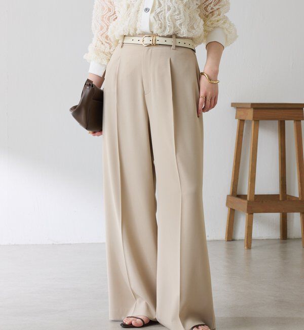  「《マイナス3kg見え/サイズ展開豊富》ジャージワイドパンツ」|スラックス|