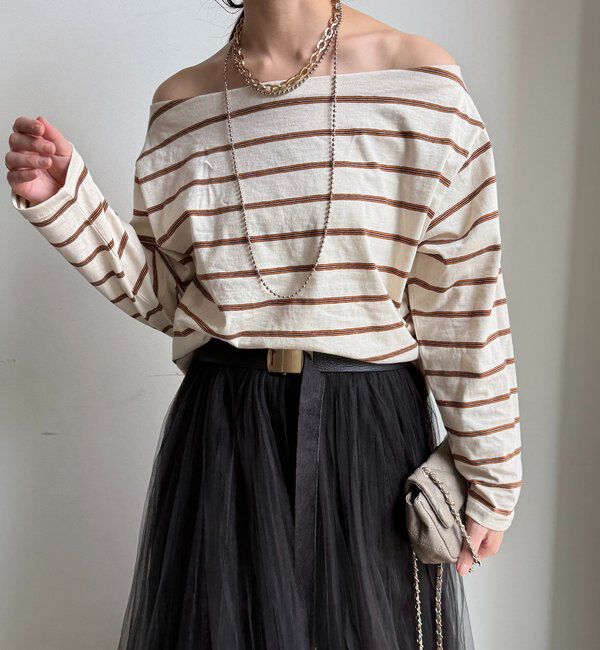  「マルチボーダーオフショルTEE」|Tシャツ・カットソー|